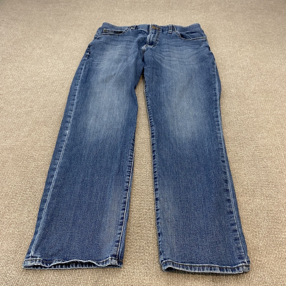 Lee Extreme Motion Jeans Mens 33x31 Blue Med Wash Straight Tapered Stretch Denim